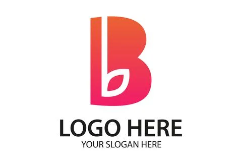 Red Color Simple Initial Letter B Logo Design Stock Illustration