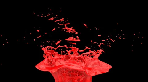 Red color splash in slow motion, isolated on black (FULL HD) 動画素材 36839498