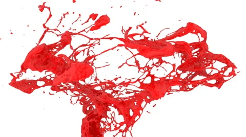 Red color splashes in slow motion, isolated on white (FULL HD) Video stock 48544719