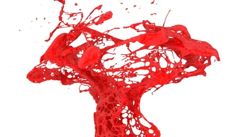 Red color splashes in slow motion, alpha channel included (FULL HD) Video stock 48938152