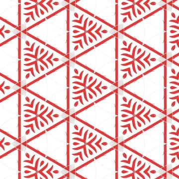 Red color symmetrical pattern layout on solid white sheet of wallpaper Stock Illustration
