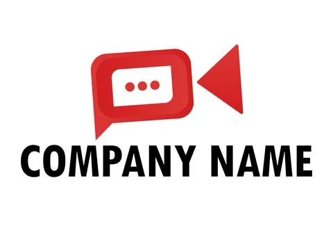 Red Color Tech Bubble Chat App Media Logo Design Stock Illustration