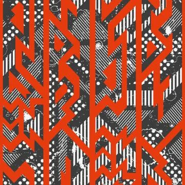 Red color tribal seamless pattern Stock Illustration