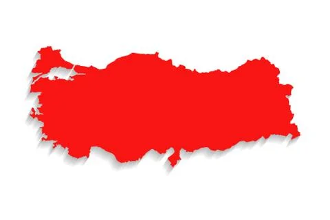 Red color Turkey map on white background, vector Stock-Illustration