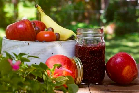 A Red Colored and Fresh Fruit Basket Stock Photos