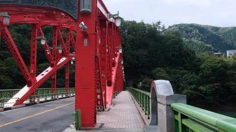 Red Colored Bridge Stock Footage 96048360