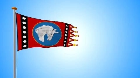 Red with colored elements and inserts develops in the wind a flag Stock Footage 93909352