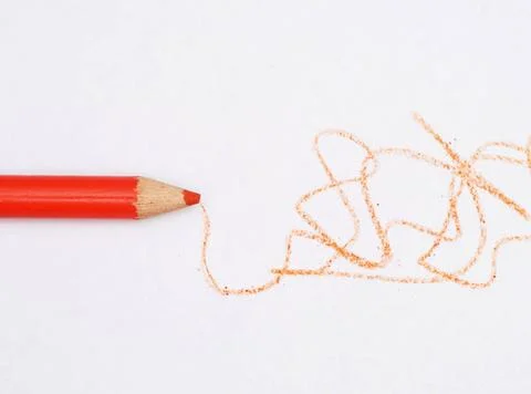 Red colored pencil scribble on white paper red colored pencil scribble on ... Stock Photos