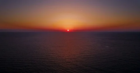 Red colored sunset over the calm Mediterranean Sea. Stock Footage 74205132