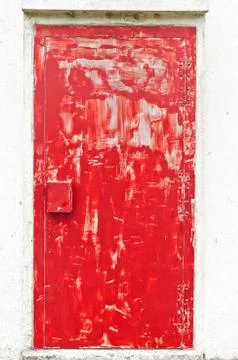 Red colored weathered door Stock Photos