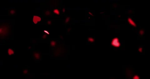 Red colorful hearts flying animation on black background, love and valentine Stock Footage