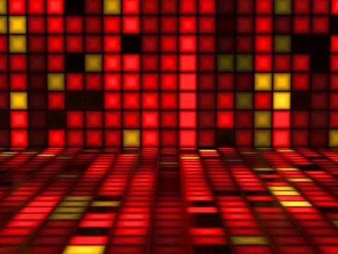 Red colorful pattern made out of light cubes Stock Illustration