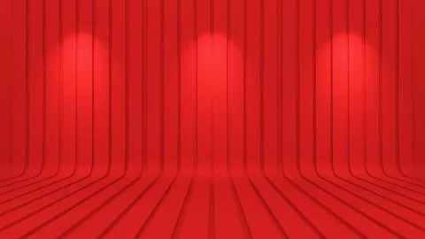 Red colour background wall with light spot floor display,red backdrop with .. Stock Illustration