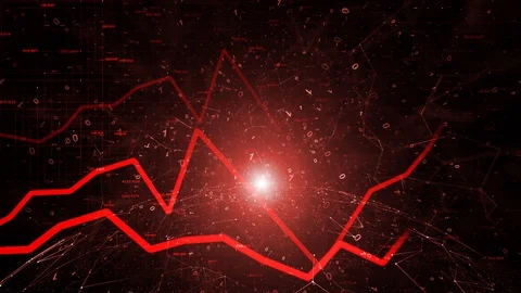 Red coloured business graphs with binary data Видео 129771010