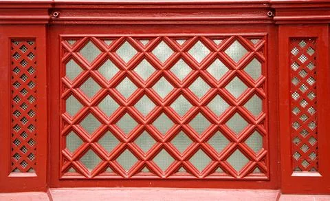 A Red Coloured Diamond Pattern Screen Foto stock