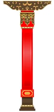 Red column of the Buddhist datsan Stock Illustration