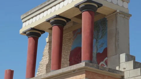 Red column gallery of  Knossos palace, Crete, Greece Stock Footage 51310592