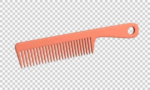 Red comb with handle in cartoon style. 3d rendering Illustration