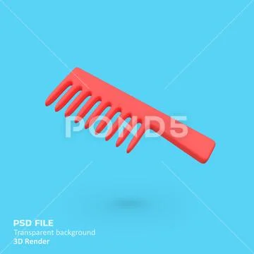 Red comb isolated 3d render icon illustration Modello PSD