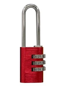 Red combination lock isolated on a white background 스톡 사진
