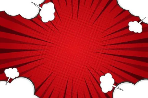 Red Comic Action Background with Explosive Speech Frame and Lightning Stock Illustration