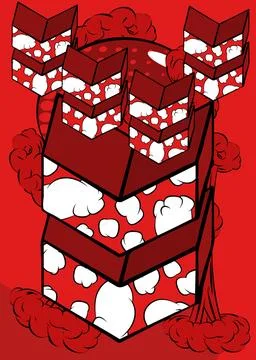 Red Comic book arrow background poster. Comics abstract Symbol. Retro pop a.. Stock Illustration