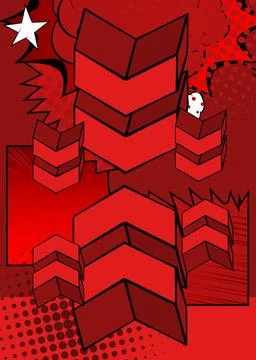 Red Comic book arrow background poster. Comics abstract Symbol. Retro pop a.. Stock Illustration