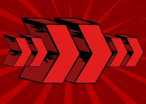 Red Comic book arrow background poster. Comics abstract Symbol. Retro pop a.. Stock Illustration