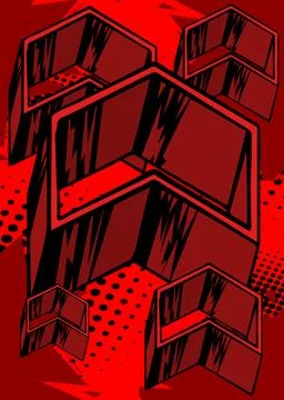 Red Comic book arrow background poster. Comics abstract Symbol. Retro pop a.. Illustrazione stock