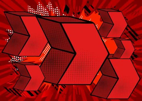 Red Comic book arrow background poster. Comics abstract Symbol. Retro pop a.. Illustrazione stock