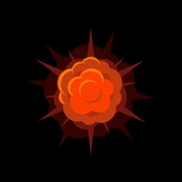 Red Comic Book Explosion. Boom, Cloud, Smoke and Explode on Black Backgroun.. Stock Illustration