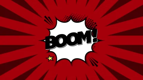 Red comic book speech bubble background with radial sunburst effect Stock Footage 346848425