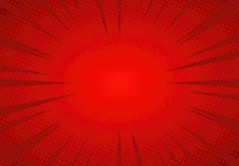 Red comic book style background with dots and rays Stock Illustration