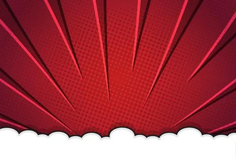 Red Comic Book Style Background with Halftone Pattern and White Bottom Cloud イラスト素材