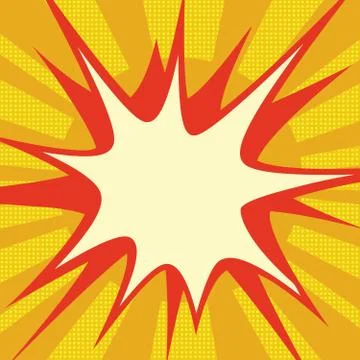 Red comic explosion over orange sun Stock Illustration