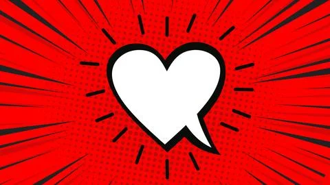 Red comic heart speech background Stock Illustration