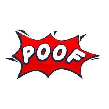 Red comic speech bubble expressing poof sound effect Stock Illustration