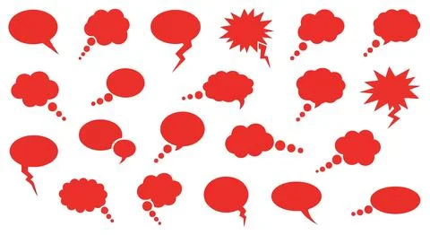 Red comic speech bubbles on white background Stock Illustration