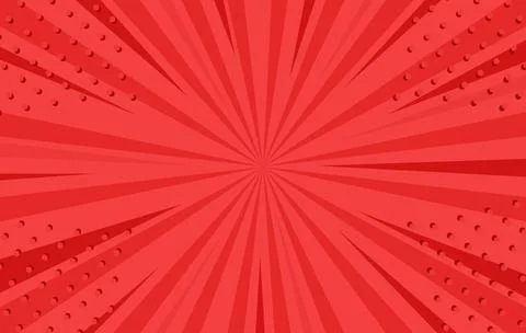 Red comic-style radial burst background with halftone dots. Stock Illustration