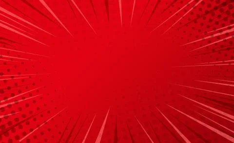 Red comic zoom with lines and dots - Vector Stock Illustration