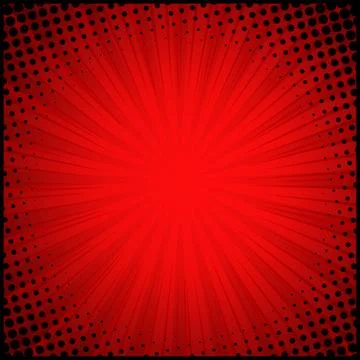 Red comic zoom with lines and dots - Vector Illustrazione stock
