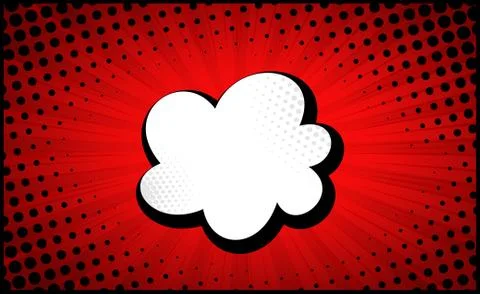 Red comic zoom with lines and dots - Vector Stock Illustration