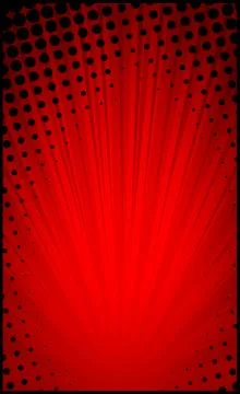 Red comic zoom with lines and dots - Vector Stock Illustration