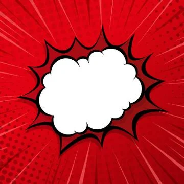 Red comic zoom with lines and dots - Vector Stock Illustration