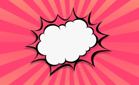 Red comic zoom with lines and dots - Vector Stock Illustration