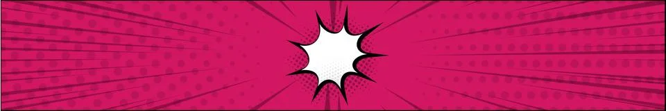 Red comic zoom with lines, dots and white elements - Vector Illustrazione stock