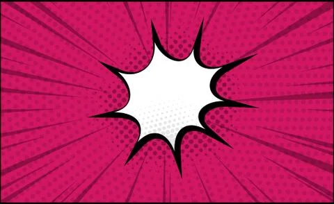 Red comic zoom with lines, dots and white elements - Vector 스톡 일러스트