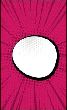 Red comic zoom with lines, dots and white elements - Vector Illustrazione stock