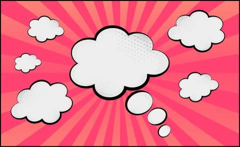 Red comic zoom with lines, dots and elements - Vector Stock Illustration