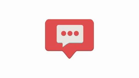 Red comment notification badge animation with chat bubble icon and dots. Stock Footage 318186037